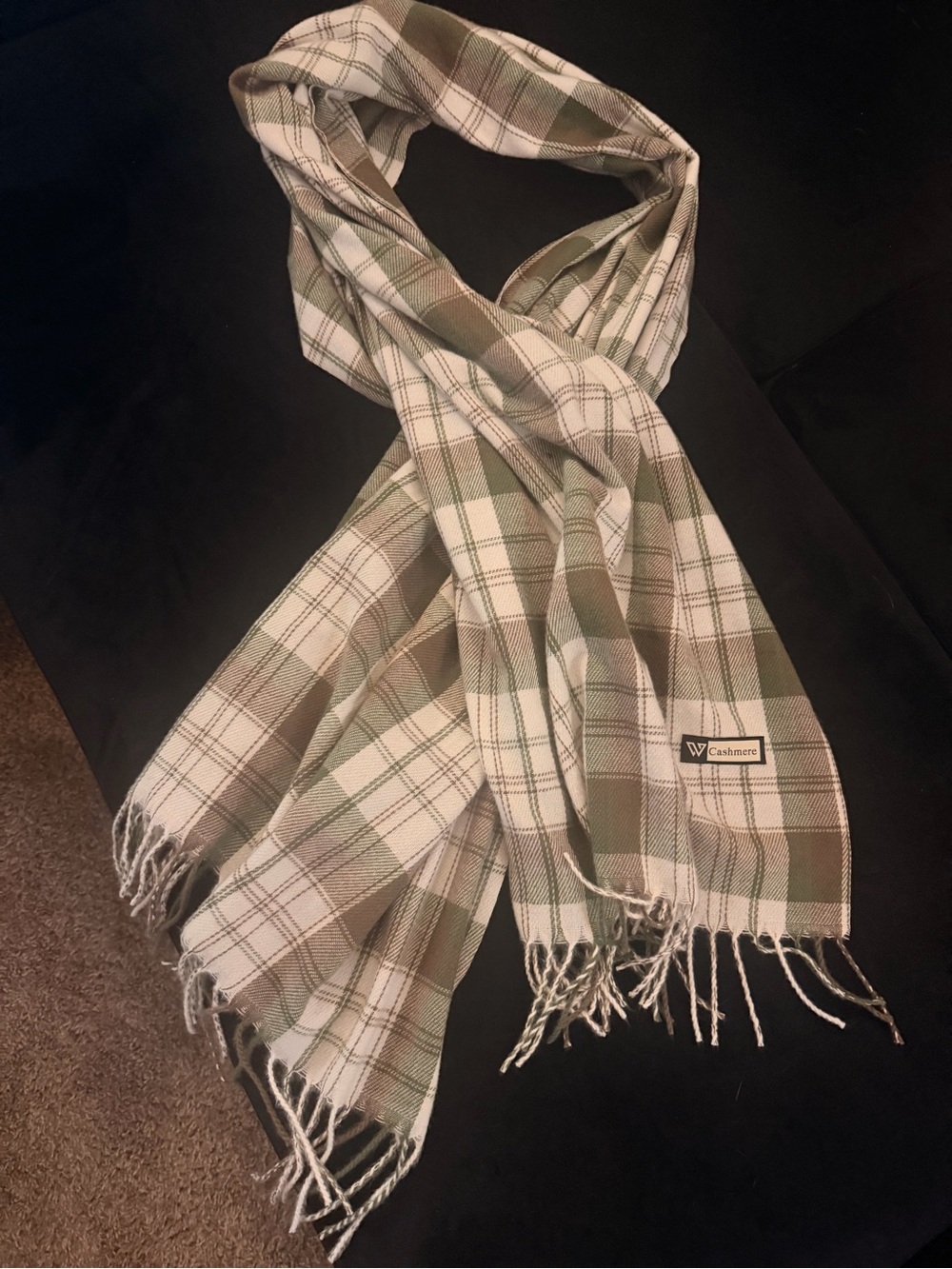 Green Plaid Cashmere Scarf